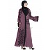 Front open embroidered Dubai abaya- Purple